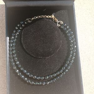 Elegant Black Double Strand Beaded Necklace